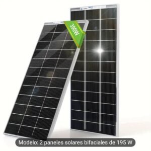 PANELES SOLARES BIFACIALES ECO-WORTHY 195W (2 UNIDADES) ⚡ Kit de energía solar de alta eficiencia para uso residencial y exterior