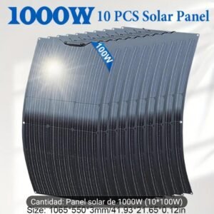 KIT PANELES SOLARES FLEXIBLES 1000W (10x100W) ⚡ Set completo de energía portátil para vehículos y embarcaciones