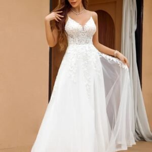 Conjunto para Bodas Especial- Máxima Calidad | Traje de Niño Ajustado + Traje de Tres Piezas para Hombre + Vestido de Novia con Bordado en Encaje + Vestido Elegante con Lazo