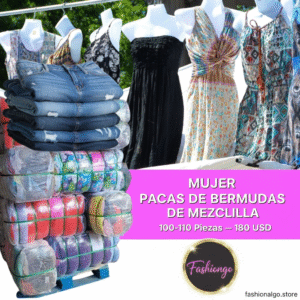 PACA DE ROPA RECICLADA MUJER BERMUDAS DE MEZCLILLA (100-110 PIEZAS - 100 LB)