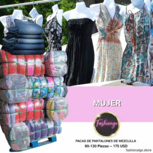 PACA DE ROPA RECICLADA MUJER PANTALONES DE MEZCLILLA (90-130 PIEZAS - 100 LB)
