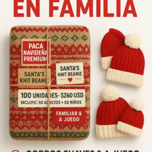 PACA DE GORROS NAVIDEÑOS SANTA KNIT BEANIE - 100 UNIDADES